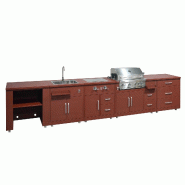 Oviala Business Oviala Cuisine d'extérieur 5 éléments dont 2 modules de cuisson en acier 96 x 455 x 66 cm brique - marron acier 115317
