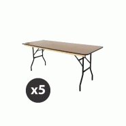 Table pliante bois 180 cm - lot de 5