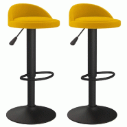 VidaXL Tabourets De Bar Lot De 2 Jaune Velours - jaune 333608