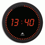 ALBA Horloge digitale à LED, cadre plastique noir Ø 30 cm - 3129710012718