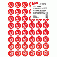 Apli Lot de 10 192 étiquettes adhésives avec taux de remise "-50%", diam. 24mm - 3270241017373