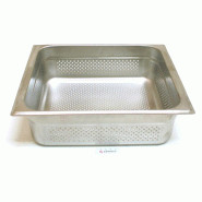 Bac Gastronorm perforé 2/3 en acier inoxydable 18/10, dim. 354x325x100 mm, capacité 8,5 litres, idéal pour les cuisines professionnelles | Sammic -