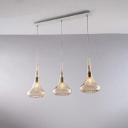 Bonetti Illumina Nemesi Rail en fer avec verre pyrex ambré 3 lumières L.75x10 BL280-BIN3-AM - beige 8050713219147