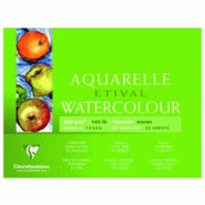 Clairefontaine Lot de 4 Bloc encollé de 10 feuilles de papier aquarelle Etival grain torchon, 300 g/m², 18x24 - 3329680965605