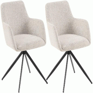 CLP Lot de 2 chaises de salle a manger Olema en tissu Tissu HBT: 81x56x62 cm CrÃ¨me - beige textile 327370