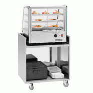 Comptoir mobile pour snack - acier inoxydable avec vitrine en verre et niches réglables Comptoir mobile pour snack - acier inoxydable avec vitrine en verre et niches réglables