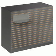 Comptoir Vertigo H T03nat. Spl.Gauche L120cm 2tabl.Couliss.4tab.Amovib.Grisalu
