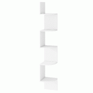 COSTWAY Étagère d'angle à 5 niveaux, étagère murale flottante, 20 x 20 x 126 cm (blanc) - blanc VL32599IT