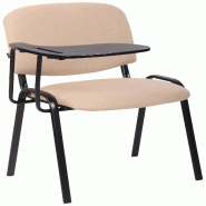 Décoshop26 - Chaise visiteur zone d'attente avec une petite table rabattable en tissu crème piètement à 4 pieds en métal 10_0007112 - beige méta