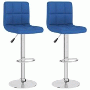 Décoshop26 - Lot de 2 tabourets de bar chaises hautes en tissu bleu base en acier DEC029621 - bleu 3000257467486 Décoshop26 - Lot de 2 tabourets de bar chaises hautes en tissu bleu base en acier DEC029621 - bleu 3000257467486