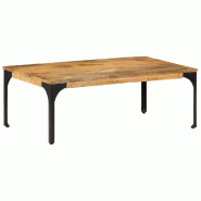 Décoshop26 - Table basse de salon design rustique industriel 100 x 55 x 35 cm bois de manguier massif et acier DEC036951 - acier 3000263018863