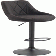 Décoshop26 - Tabouret de bar chaise haute x 1 avec coutures décoratives assise en tissu gris foncé pieds noir 10_0005089 - gris 3000252455976