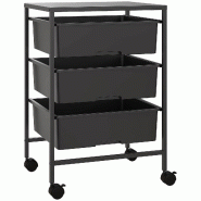 Helloshop26 - Desserte à roulettes chariot de rangement 40.8 x 33.5 x 60.5 cm mobilité roues verrouillables style épuré en acier 21_0005846 - noir