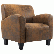 Helloshop26 - Fauteuil chaise siège lounge design club sofa salon marron synthétique daim 1102206/3 - marron polyester 3000141601309