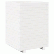 Helloshop26 - Jardinière bac lit surélevé plantes fleurs terrasse jardin 50 x 50 x 72,5 cm bois de pin massif blanc 02_0037681 - 3000214272009