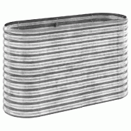 Helloshop26 - Lit surélevé de jardin ovale 114 x 40 x 68 cm résistant aux intempéries pour plantes en acier galvanisé argenté 02_0046565 - argen