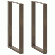 Helloshop26 - Lot de 2 pieds de table de bar en forme de U 60 x 100 cm stables et modernes en acier naturel 02_0057479 - acier 3000240057250