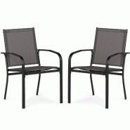 Helloshop26 - Lot de 4 chaises de jardin empilables pour patio 61 x 57,5 x 89 cm confort optimum en métal gris 20_0012586 - 3000227302212