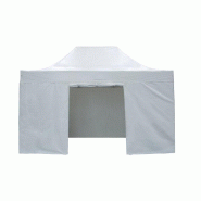 Kit 4 rideaux pour tente 3x4.5m - Réf. 47387 - 300g/m² - Fixation Velcro et zip - Polyester blanc