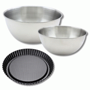 Lot avec 1 moule à tarte renversée 28 cm, 1 spatule Zenker et 2 bols à mixer en inox Fackelmann - noir métal 3176239936384