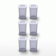 Lot de 6 boîtes hermétiques 1,1 L avec 6 ustensiles de cuisine Fackelmann Storage - blanc plastique 3176239925791 Lot de 6 boîtes hermétiques 1,1 L avec 6 ustensiles de cuisine Fackelmann Storage - blanc plastique 3176239925791