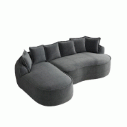 Merax canapé modulaire Cloud en forme de L, assise très profonde, large rembourrage, avec méridienne droite et coussin, chenille, gris - W3325S00285