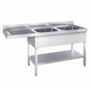 Plonge lave-vaisselle inox 2 bac 1600x600 mm avec égouttoir à gauche PREMIUM - GOLDINOX - inox 3701770816613 Plonge lave-vaisselle inox 2 bac 1600x600 mm avec égouttoir à gauche PREMIUM - GOLDINOX - inox 3701770816613