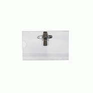 Porte-badge conférence avec clip et épingle - référence : idp39 - lot de 100 - semi-rigide, translucide