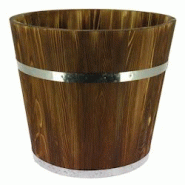 Prolinea tonneau pin effet brule cerclage metal + faux fond ø45x40 carton de 2 - marron Bois massif CLW-4480423 Prolinea tonneau pin effet brule cerclage metal + faux fond ø45x40 carton de 2 - marron Bois massif CLW-4480423