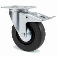 Roulette portroll et manuroll caoutchouc noir à platine pivotante + frein 100mm - GUITEL HERVIEU - 601042 - 867317
