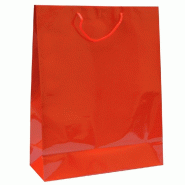 Sac luxe kraft rouge anses cordon rouge 40+15x50cm - par 100