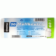 Starpak PAPSTAR Sacs poubelle 12104 72x60cm 60l LDPE blanc 20 pcs/paquet. - 12104