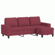 VidaXL Canapé à 3 places avec repose-pieds Rouge bordeaux 180 cm Tissu Modèle Orion Office Prime - 3201157