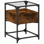 VidaXL Table de chevet chêne fumé 40x40x55 cm bois d'ingénierie – Modèle Parchemin - 846078