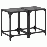 VidaXL Tables basses avec dessus en verre noir 2 pcs 30x30x40 cm acier Modèle Riviera Dining Pro - 845953