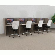 Bureau de centre d'appels version murale 4 personnes Call. - 4 places, Chêne grisé