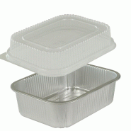 Combo Pro NOVATRAY PLAT ULTRA RIGIDE Alu 500ml (159x120mm) + Couvercle PP (H. Totale: 48+23=71mm) - Kit Snacking - Lot de 600 - KPR500