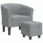 Décoshop26 - Fauteuil lounge assise confortable design moderne avec repose-pied en velours gris foncé DEC026423 - gris 3000255807444