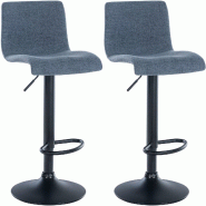 Décoshop26 - Lot de 2 tabourets de bar design simple avec repose-pieds en tissu bleu pieds en métal noir 10_0004049 - bleu métal 3000251909555