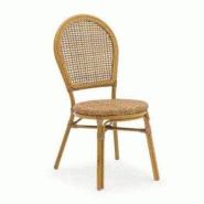 Emh Chaise professionnelle Tammy empilable – aluminium effet bois et effet rotin – usage intérieur/extérieur - TAMMYCH