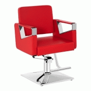 Fauteuil de barbier avec repose-pieds acier similicuir rotatif à 360 degrés rouge 14_0001632