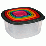 FIVE - Lot de 7 boîtes carrées pour la conservation des aliments - multicolore plastique polypropylène JJ1335