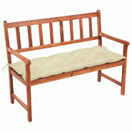 Helloshop26 - Banc de jardin meuble de patio d'extérieur terrasse avec coussin 120 cm bois d'acacia massif 02_0011356 - Bois massif 3000622347764