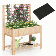 Helloshop26 - Jardinière surélevée avec treillis structure de jardinage 116 x 59 x 150 cm assise ergonomique ambiance cosy en bois 20_0012210 - 300