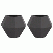 Helloshop26 - Lot de 2 jardinières rectangulaires pour extérieur 75 x 75 x 60 cm design pratique en acier noir 02_0053105 - noir acier 3000237761054