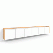 SKRAUT HOME Meuble TV, Banc Télé, 309x50x35 cm, Pour les TV jusqu'à 80", Suspendu, Mural, Blanc et Chêne Soft - blanc Bois manufacturé 750_5