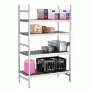 Système inox de rayonnage 4 niveaux (L)1080 mm, compatible GN, en aluminium, à monter