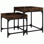 VidaXL Tables d'appoint 2 pcs Chêne fumé Bois d'ingénierie Modèle Ombre Levant Prime - Bois manufacturé 823284