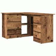 Bureau d'angle vieux bois 145x100x76 cm bois d'ingénierie Modèle Milan Urbain - 8721158434975