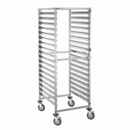 Chariot inox à glissières 18 x GN 2/1 ou GN 1/1 (P)65 mm, avec tablette supérieure, à assembler